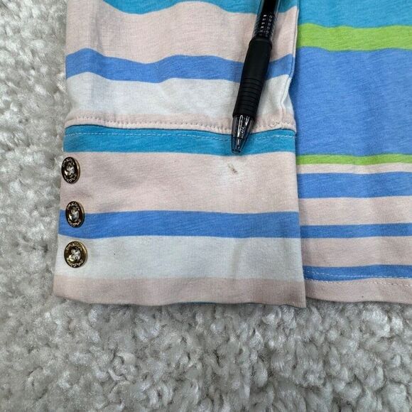 Lilly Pulitzer Aleah Paradise Blue Multi Stripe Boatneck Top FLAW - Picture 4 of 8